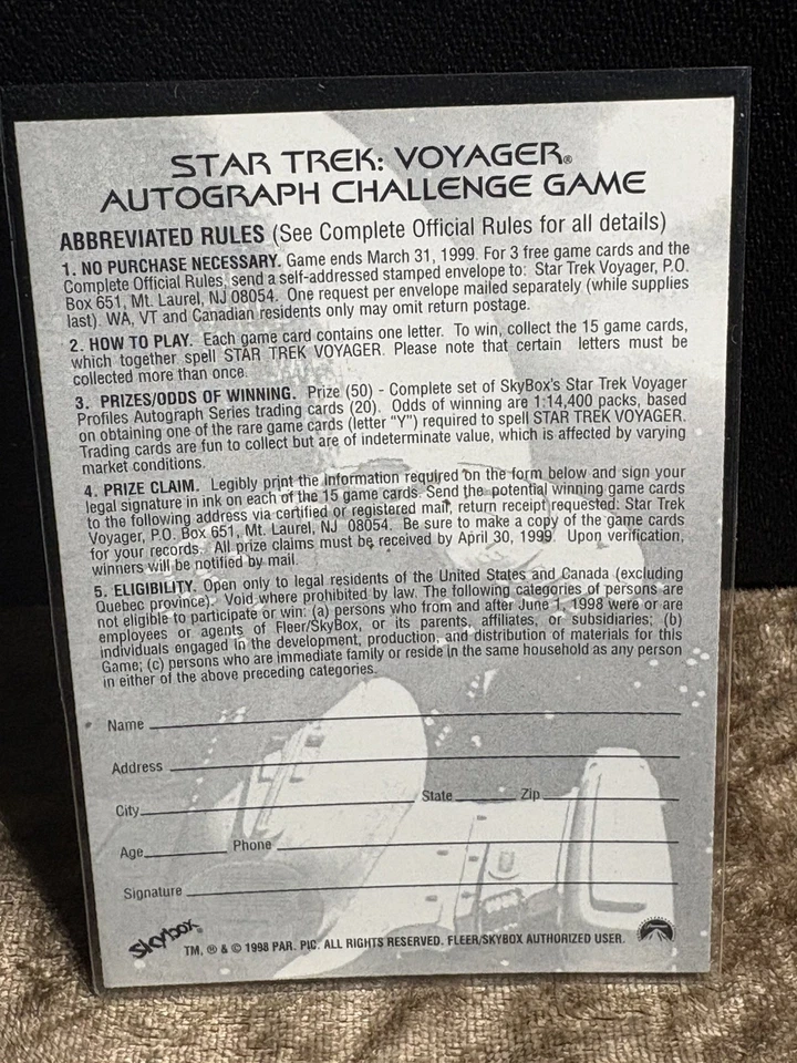 Star Trek Voyager 1998 Autograph Challenge            Sale is for all 11 cards  - Image 3 of 4