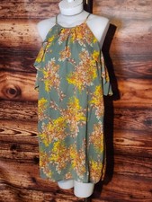 Women's As U Wish Floral Mini Dress Size M Green Yellow