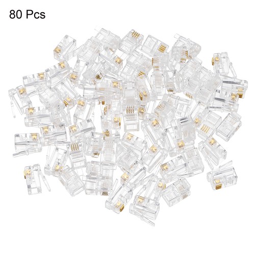 Telephone Modular Plug Male RJ11 Connectors, Copper Core 4P4C 80pcs - Afbeelding 2 van 5