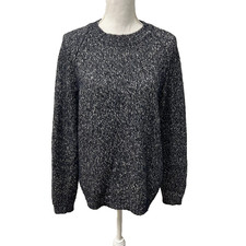 Autumn Cashmere Crew Neck Sweater Jumper Womens Medium Black Chunky Oversize