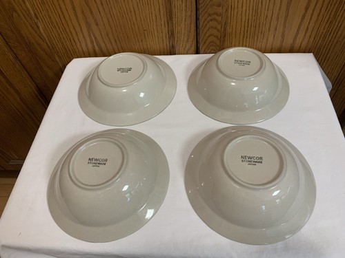 Vintage 1980’s Newcor Stoneware Newport Cereal Bowls-Set Of 4-Japan 7 Inches - Picture 2 of 3