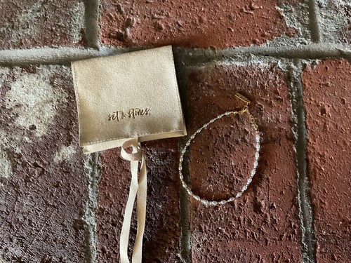 Set & Stones Anklet Gold and White stones with felt case Never Worn Retail $64