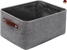 Mangata Faltbare Aufbewahrungskörbe mit Ledergriff, Verdicktes Leinen Stoff