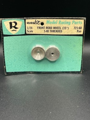 RussKit Set 721-60 Front Road Wheels 15'' 5-40 Threaded  1/24 Vintage Slot Car 