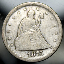 1875 S Twenty Cent Piece - VG !!