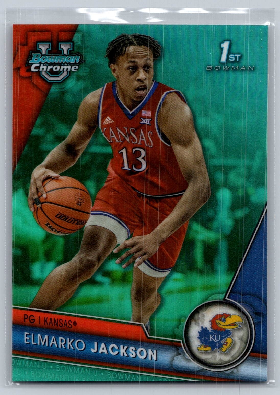 2023-24 Bowman Chrome University Aqua Refractor #41 Elmarko Jackson #/299 Kansas