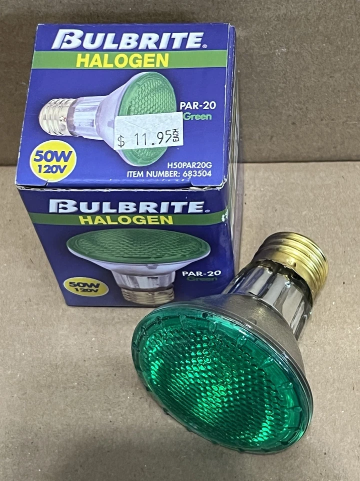 Bulbrite 683504 PAR20 50 Watt GREEN Light Bulb NOS Discontinued - Image 3 of 3