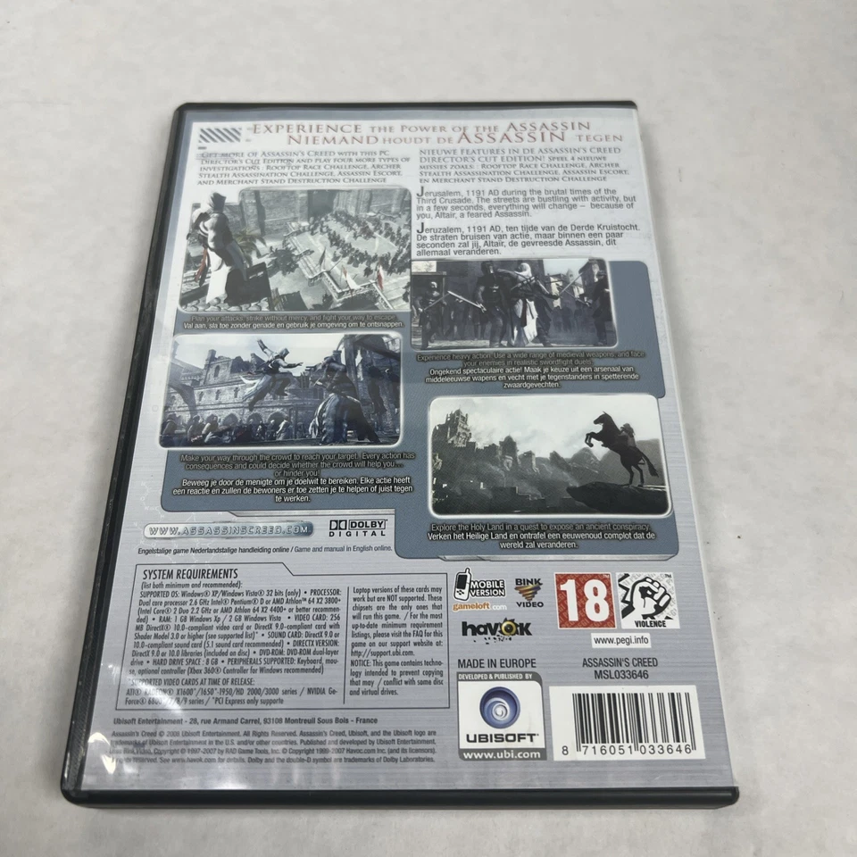 Assassin's Creed  PC CD-ROM Original  Official Video Game Excellent Condition - Image 3 of 4