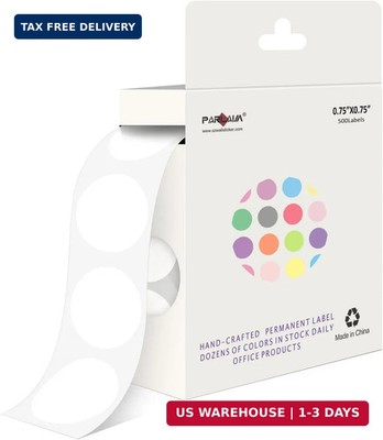 PARLAIM White Dot Sticker 0.75 inch 500Pcs Round Color Coding Label Circle Dots