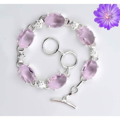 Pink Kunzite Gemstone 925 Sterling Silver Bracelet Handmade Jewelry Gift For