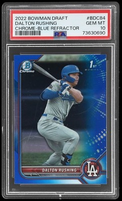 2022 Bowman Draft Dalton Rushing #BDC84 PSA 10 Chrome Blue Refractor 40/150