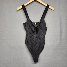 Intimately Free People Body Suit Womens Small Black Snap 100 Cotton Layering