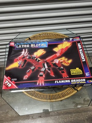 Block Tech Lazer Blocks 719pcs Flaming Dragon Light Up Model