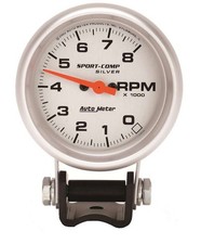 Autometer 3707 Sport Comp 2 58in Silver Tach 8000 Rpm