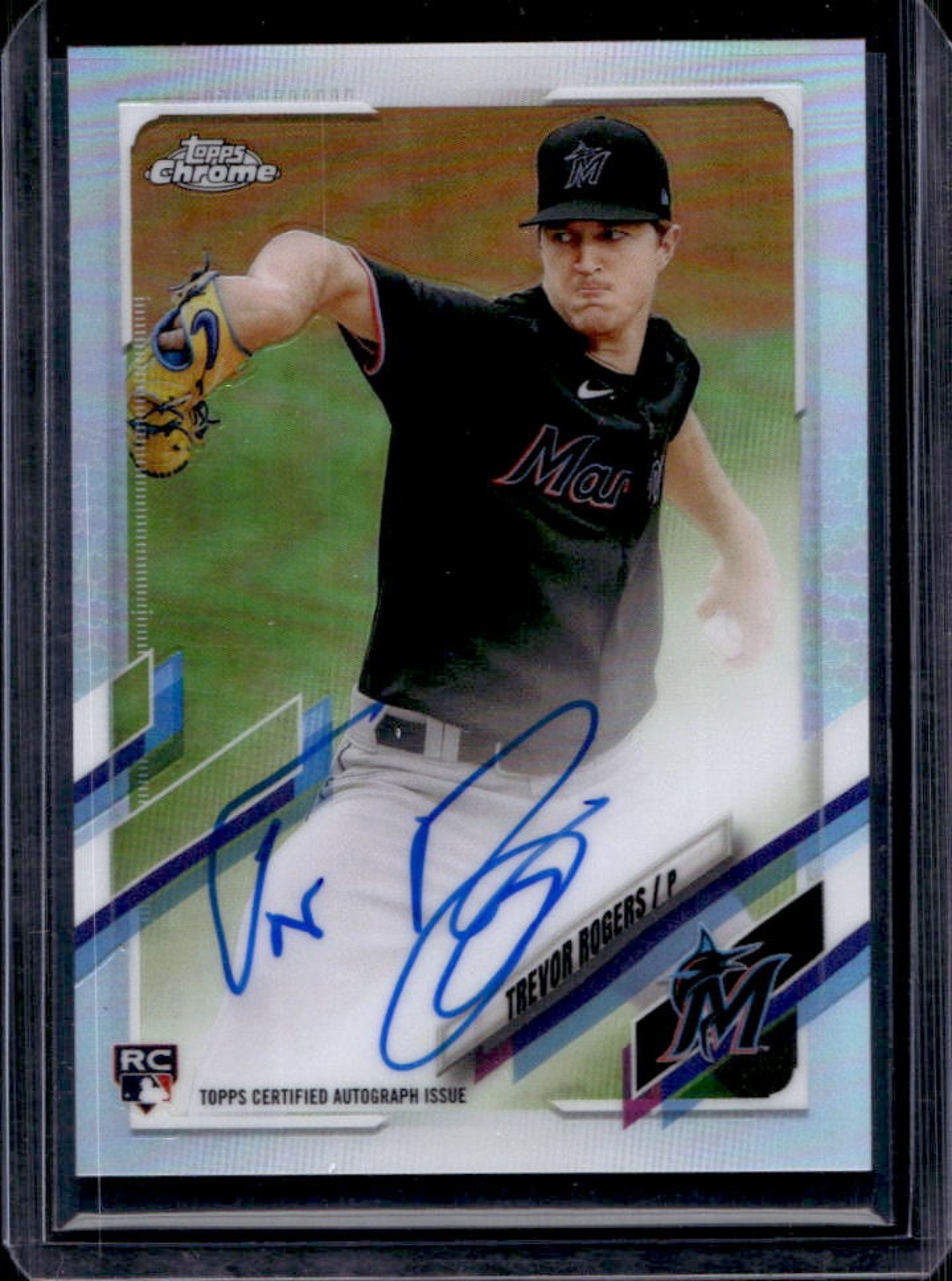 2021 Topps Chrome Trevor Rogers Auto RC Refractor #/499 Marlins Rookie