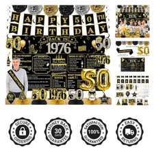 50th Birthday Decorations for Men Women, 21pcs the 1976 Banner Balloon Party...