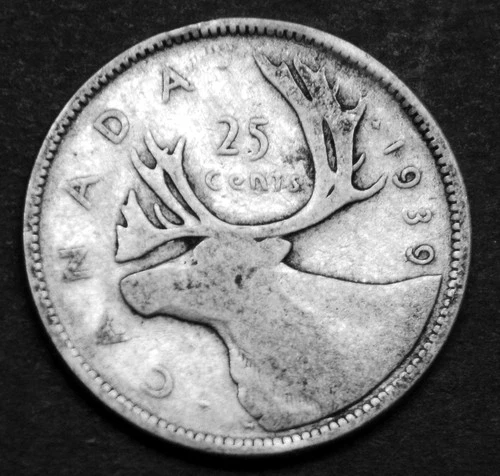 1939 25¢ silver coin in a paper flip - Free shipping