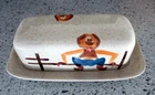 VTG 50s Red Wing Round Up Cowboy Covered Butter Dish EXC