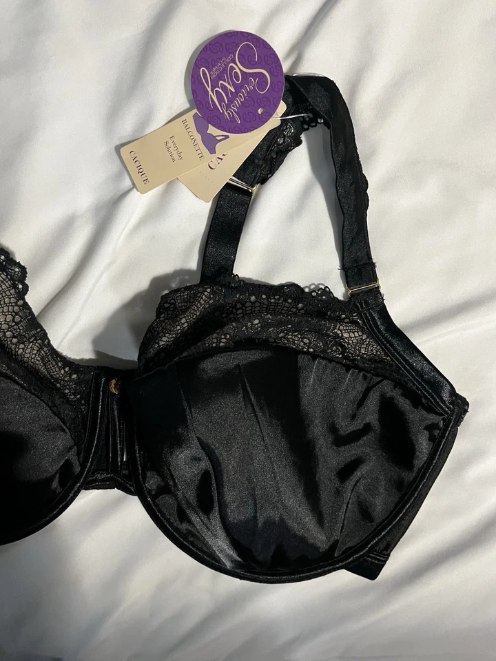 Sujetador Lane Bryant Cacique Seriously Sexy Balconette 42G Satén Encaje Recortado Foto 3 de 4