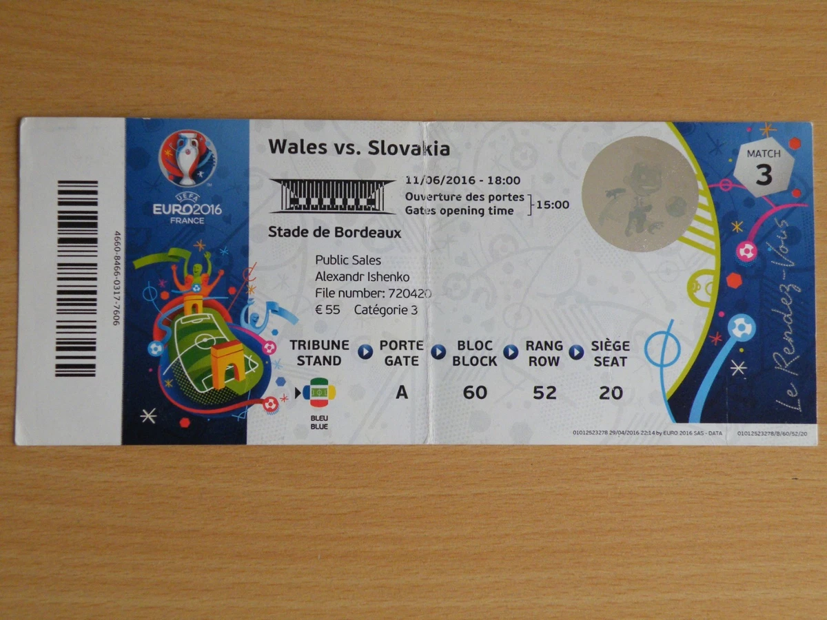 Billet d'occasion UEFA EURO 2016 #40 France vs Irlande