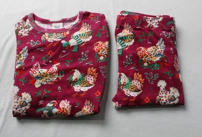 Printfresh Unisex Kid's Holiday Hens Snug Fit Pajamas EH Burgundy Size 8 NWT