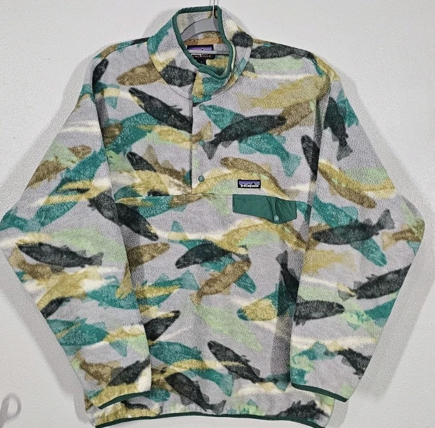 Patagonia Synchilla Snap-T Fish Camo Fleece Pullover Trout Print Mens Sz LARGE
Opens in a new window