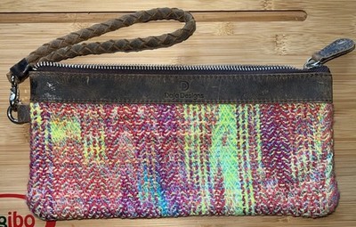 Daja Designs Leather Wristlet Wallet Pink Green Orange Blue Tassel Great Cond