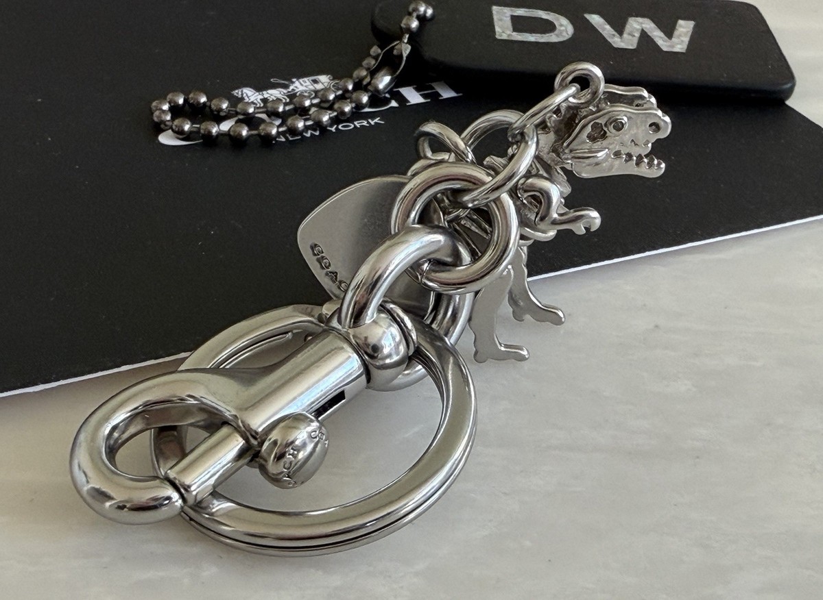 NEW COACH NICKEL SILVER TONE REXY HEART BAG CHARM KEY FOB | eBay