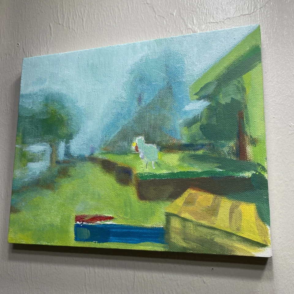 Pintura de paisaje Minecraft 8x10 pintura original arte herobrino Foto 3 de 4