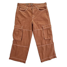 Extra Wide Cargo Pants Size 17R Brown Mid-Rise Baggy Wide Leg Jeans Boho Y2K