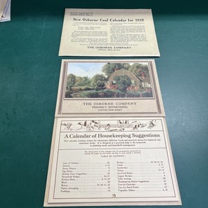 1939 Promo Sample Coal Co. Advertising Calendar  The Osborne Co. NJ w/Envelope