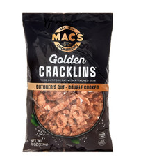 Mac's Chicharrones golden pork Cracklins, Fried Pork Fat with skin, 8 oz Bag...