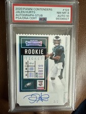 2020 Contenders JALEN HURTS ROOKIE TICKET STUB AUTO RC # 2/2 PSA 8 AUTO 10 1/1