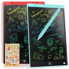 2 Pieces 12 Inch LCD Colorful Writing Graphic Tablet, Erasable Drawing Board,...