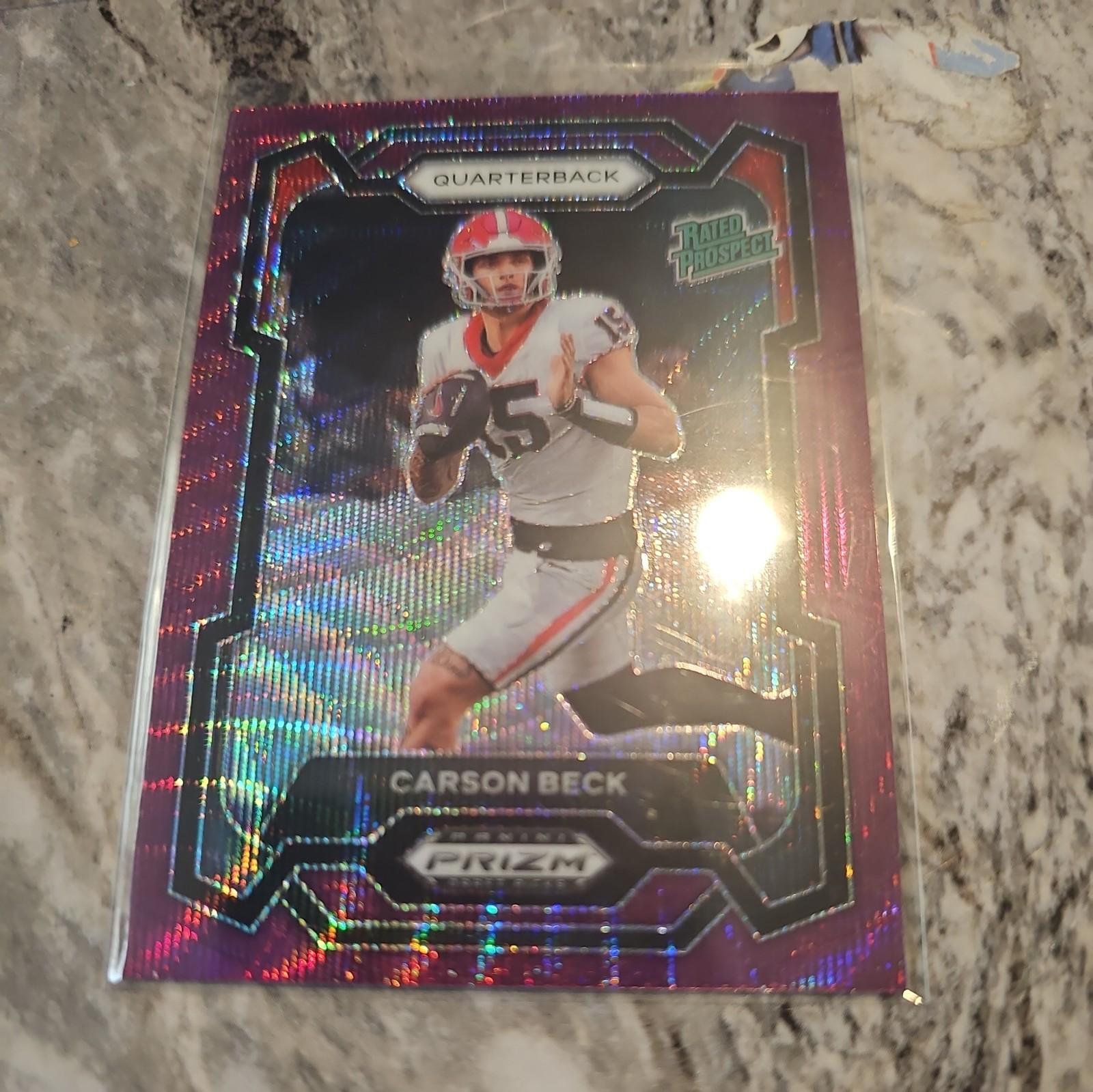 Carson Beck Purple prizm 15/75 jersey match rated prospect!