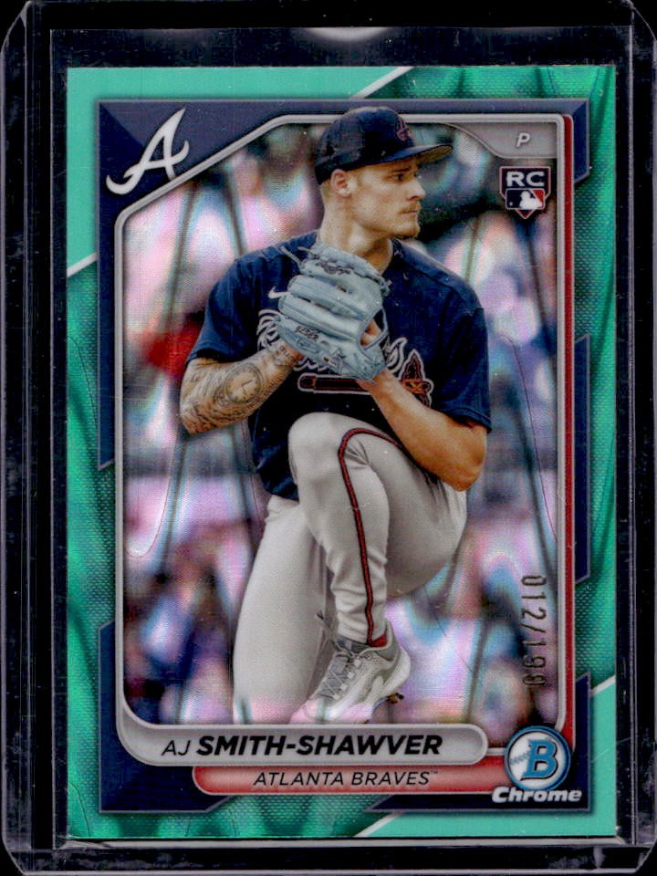 2024 Bowman Chrome AJ Smith-Shawver RC Aqua Raywave Refractor #12/199 Braves