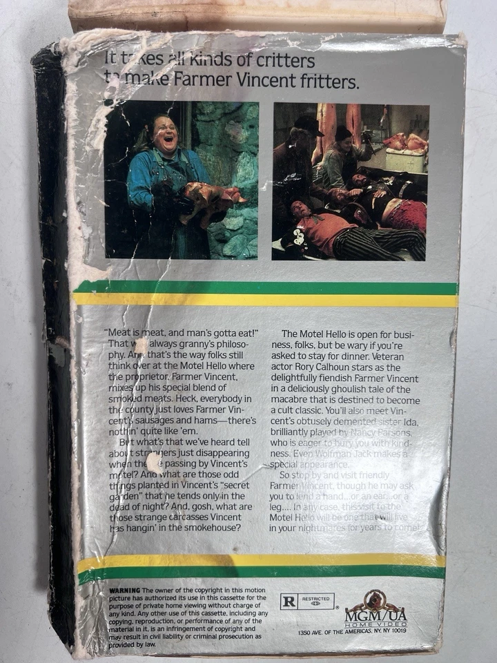 MOTEL HELL Big Box Clamshell VHS Rare Hard to Find 80s Slasher Horror MGM Foto 3 de 3