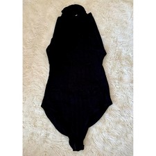 Reformation Jeans Bodysuit Women XS Black Ribbed Turtleneck Sleeveless