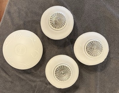 Four Piece Vintage Flush Mount Light Fixture Set - Grapevine Pattern - 1960 s