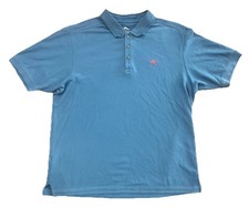 Tommy Bahama Mens L Blue Supima Cotton Golf Polo Shirt Marlin Logo Short Sleeve