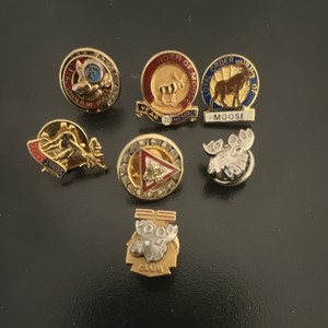 Moose Lodge Collectible Lapel / Tie Pins - Club & Member Awards (lot of 7)