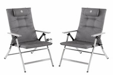 2 X Coleman Camping Chairs -5 Position Aluminium Sturdy Garden Seating Furniture
