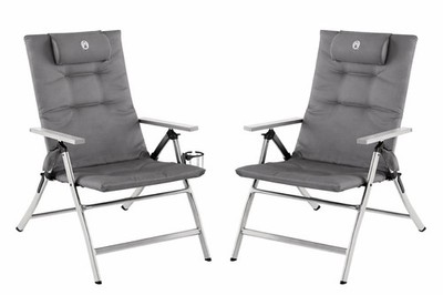 2 x Coleman Campingstühle -5 Positionen Aluminium stabile Garten Sitzmöbel