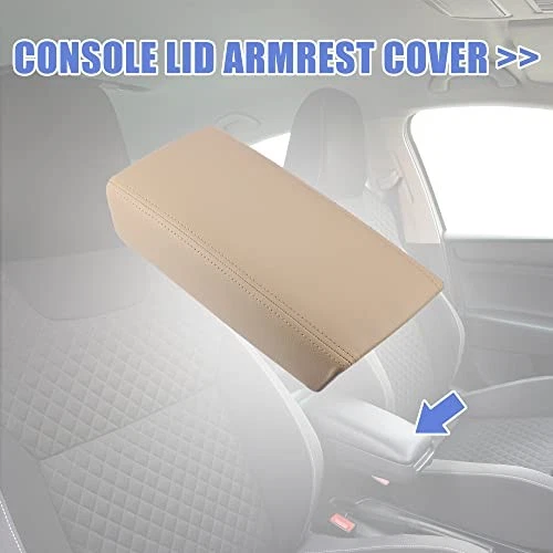Center Console Armrest Cover for Honda Accord 2003-2007 Faux Leather Beige Foto 3 de 4