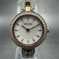 Bulova Watch Women 22mm MOP Dial Two Tone Round 98L212 New Battery Vintage