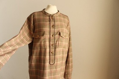 Mos Mosh mosh Annie Fara dress plaid dress with gold buttons size L 40 long