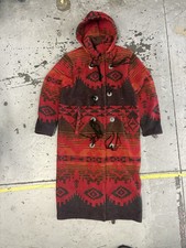 Vintage Woolrich Aztec Wool Blanket Maxi Coat Hoodie Southwestern Size M.
