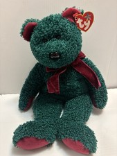 TY Beanie Buddy - 2001 HOLIDAY TEDDY 14 inch New with Tag FREE SHIPPING