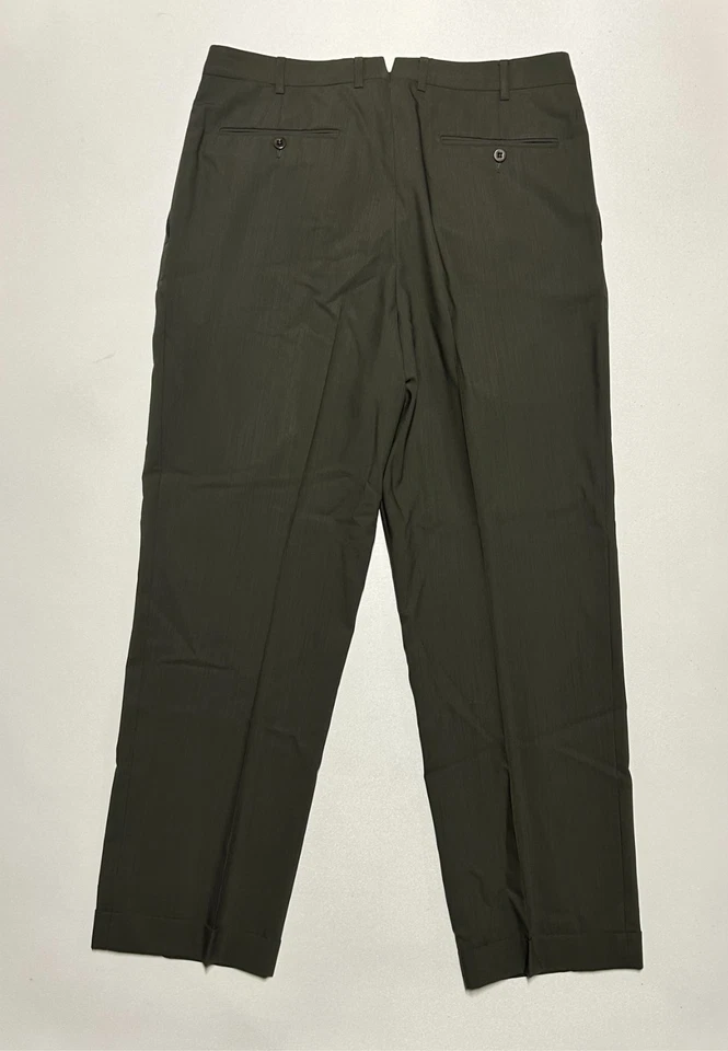 ERMENEGILDO ZEGNA мужской коричневый шерсти классический крой плиссированные брюки/брюки 32 x 30 - Изображение 3 из 4