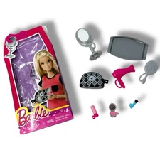 Mattel Barbie Accessories Makeup Mirror Hair Dryer Brush Compact New In Open Pak